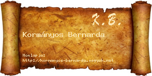Kormányos Bernarda névjegykártya
